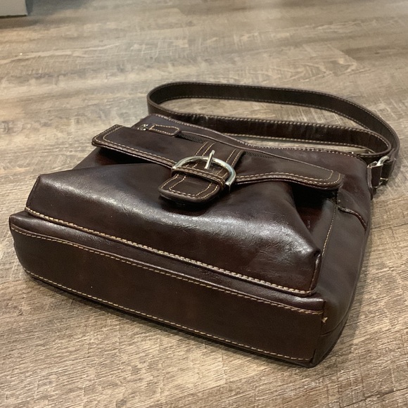 Vintage Minelli Italy Four Compartment Purse crossbody organizer bag, Brown - Picture 11 of 15